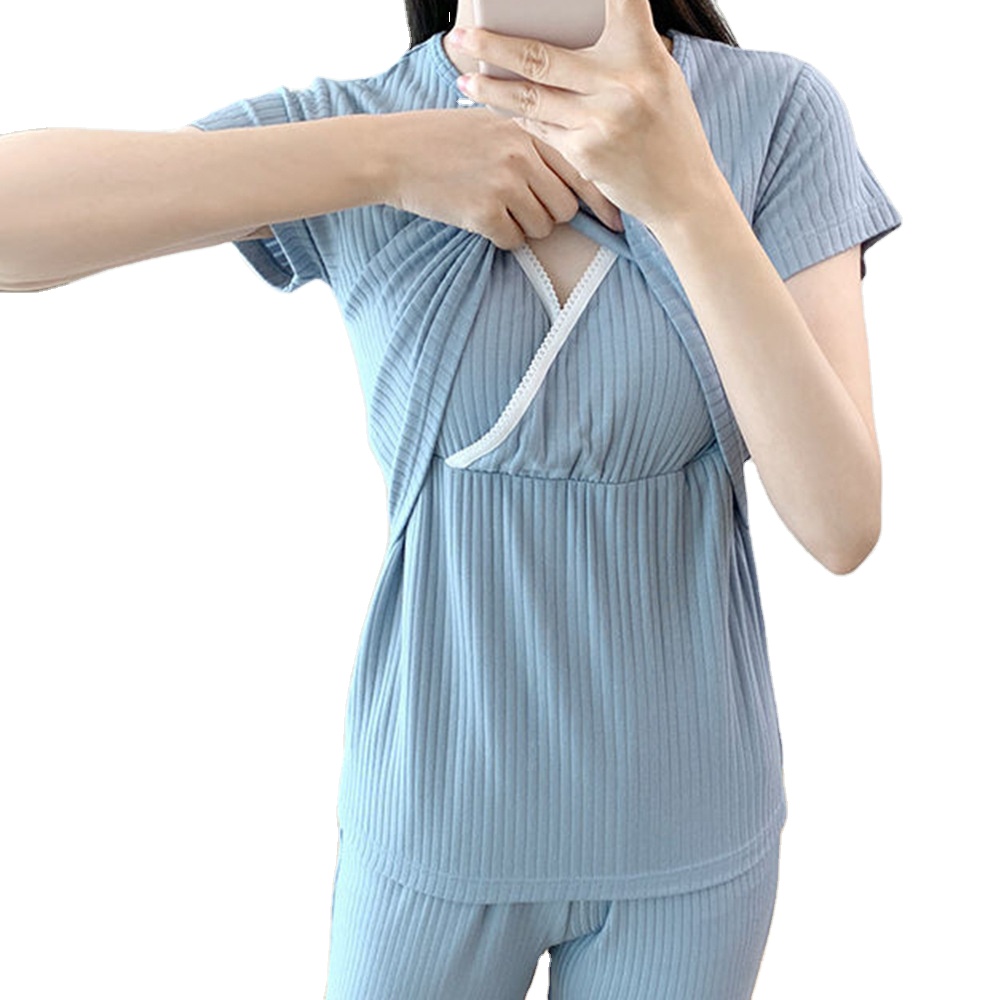 High Quality Maternity Suit Fashionable Solid Color 2pcs Clothing Set For Pregnant Women