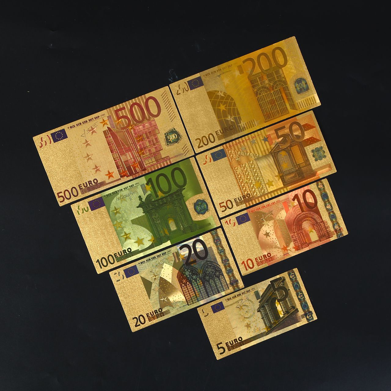 Antique Gold foil Europe bills 5/10/20/ 50/100/200/500 euro banknote for christmas decoration movie money