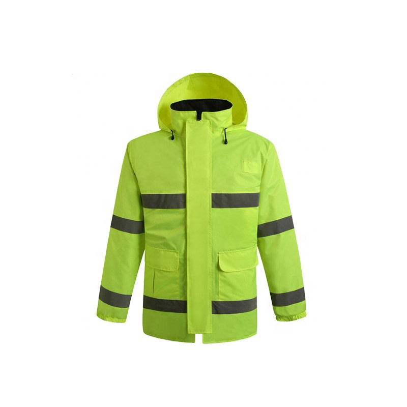 Top quality Winter Hi Vis motorcycle Reflective Work Safety Parka Jacket Coat with Adjustable Hood