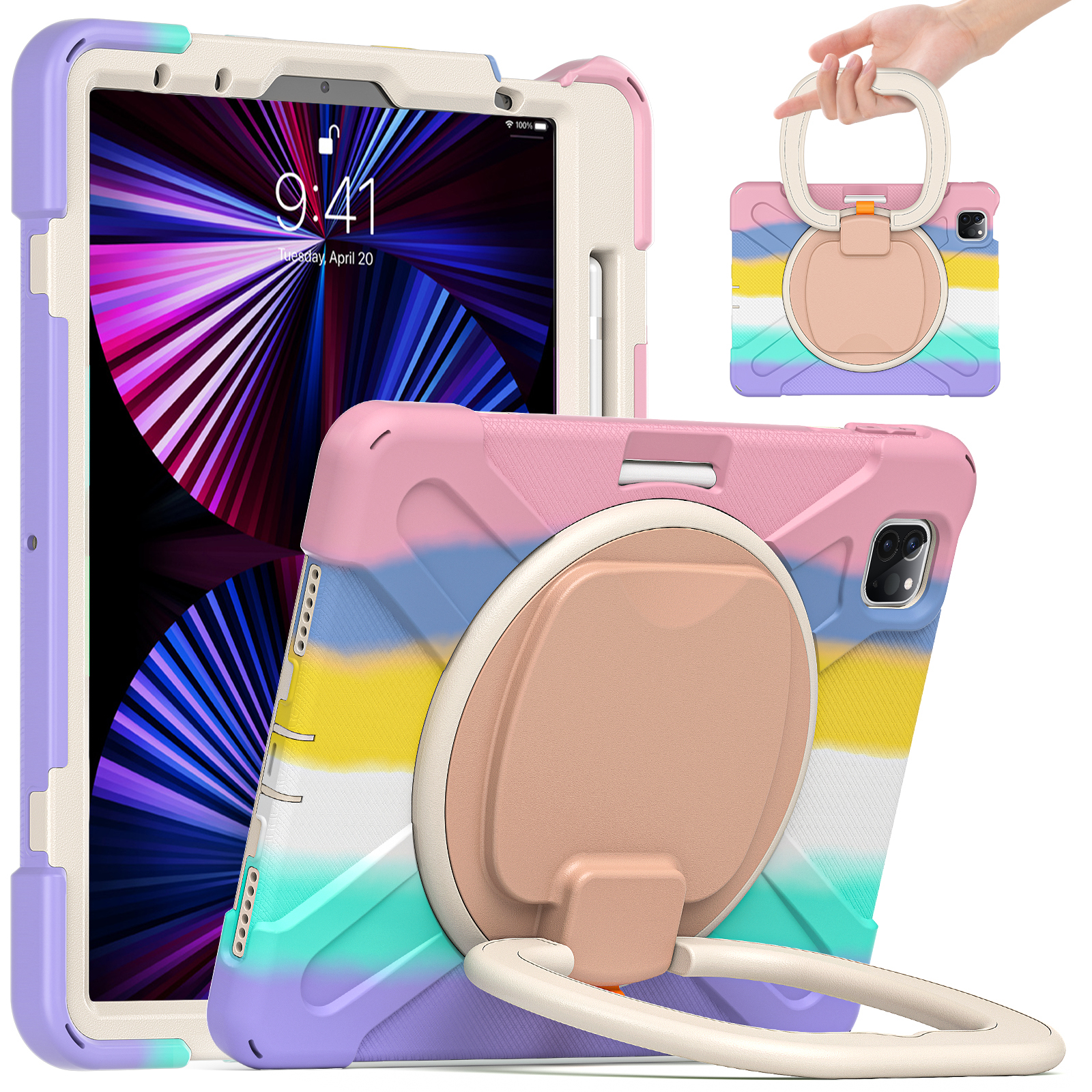 New Arrival Silicon+pc Tablet Cases for Ipad Pro 11 2021 with 360 rotating degree kickstand