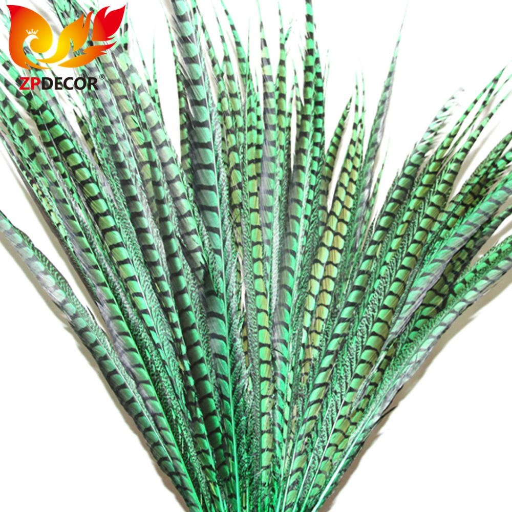 ZPDECOR Wholesale Size 70-80 cm Cheap Dyed Green Lady Amherst Pheasant Tail Feather for Sale