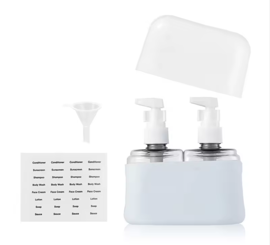 Travel Bottle Set 2 in 1 Travel Containers Set for Toiletries Refillable Airplane Accessories Kits for Shampoo gray