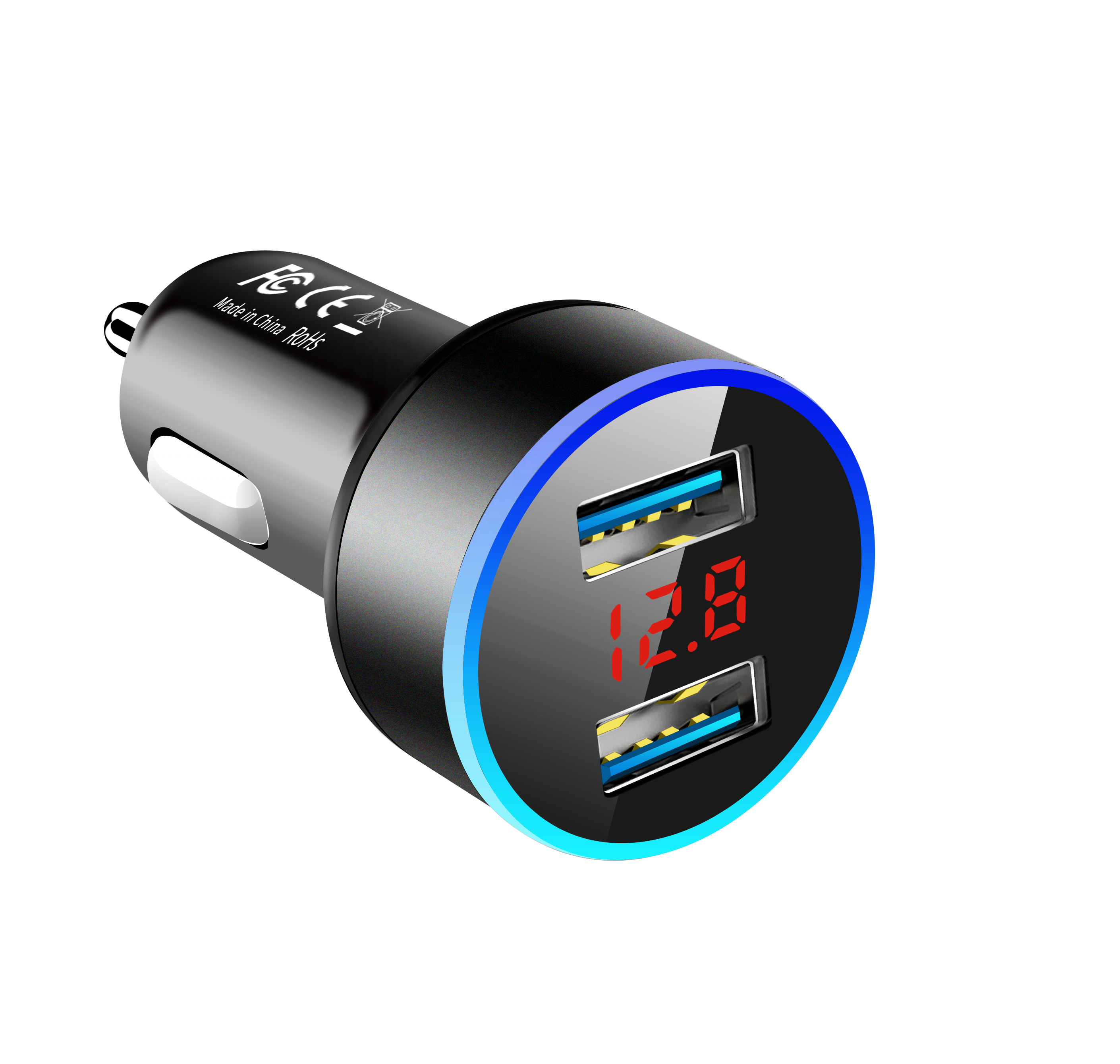 Автомобильное зарядное устройство 3.1a из алюминиевого сплава с двумя usb-портами для быстрой зарядки автомобиля