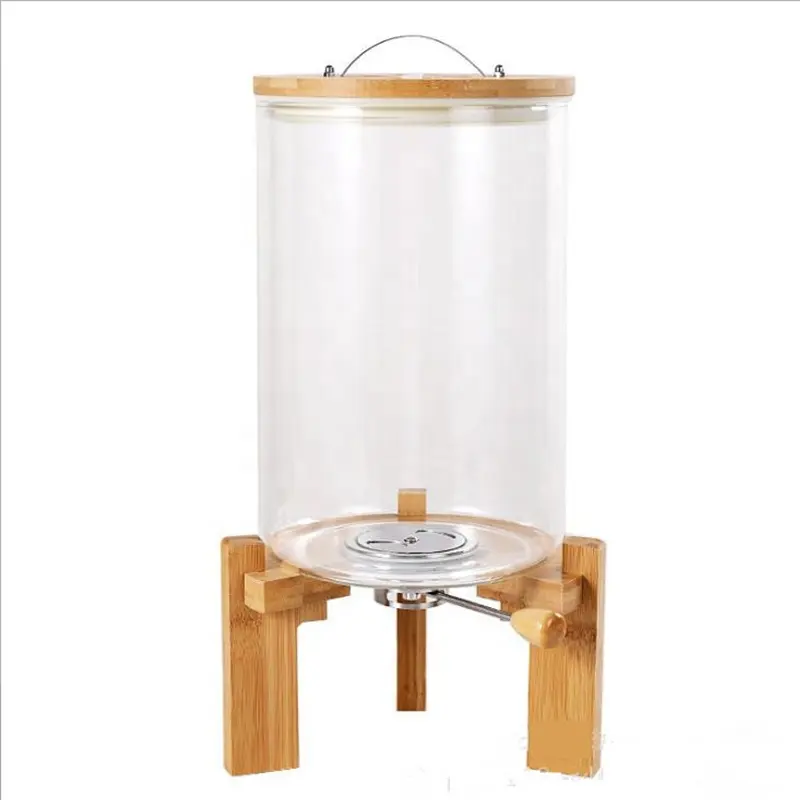 Rice Dispenser Grain Storage Bin, Household Rice Bucket Storage Jar Rice Container with Bamboo Lid and Measuring Cup