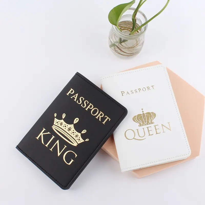 King and Queen Passport cover Valentine Eco Leather Passport Holders for her him couple Family gift
