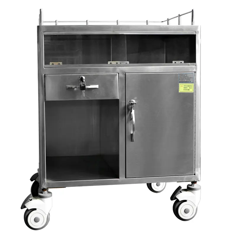 Cheap stainless steel cart medical trolley with wheels hospital furniture
