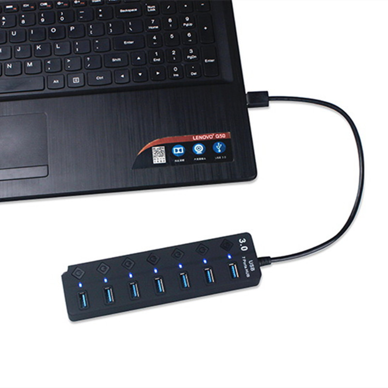 USB-концентратор версии 3,0 (7 USB-портов) и совместим с мышью/клавиатурой/жестким диском/U-диском