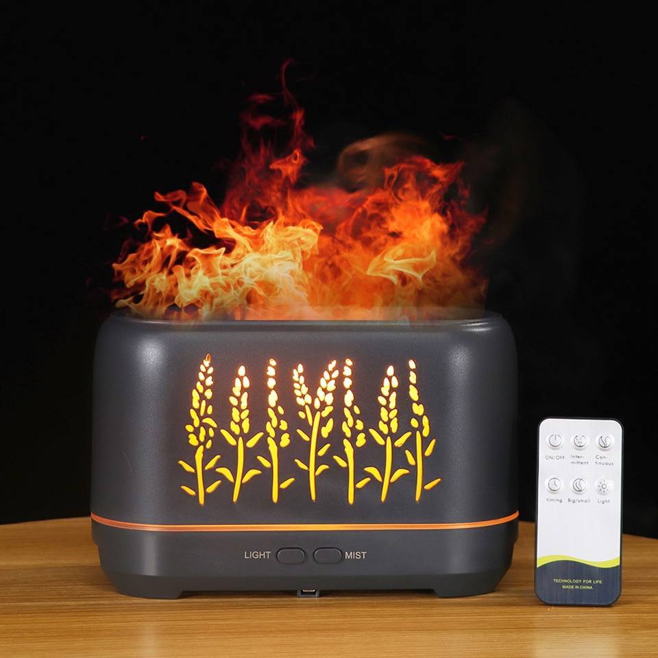 2022 New Arrival 200ml Desktop Electric USB 3D Fire Light Effect Wood Grain Essential Oil Air Humidifier Flame Aroma Diffusers
