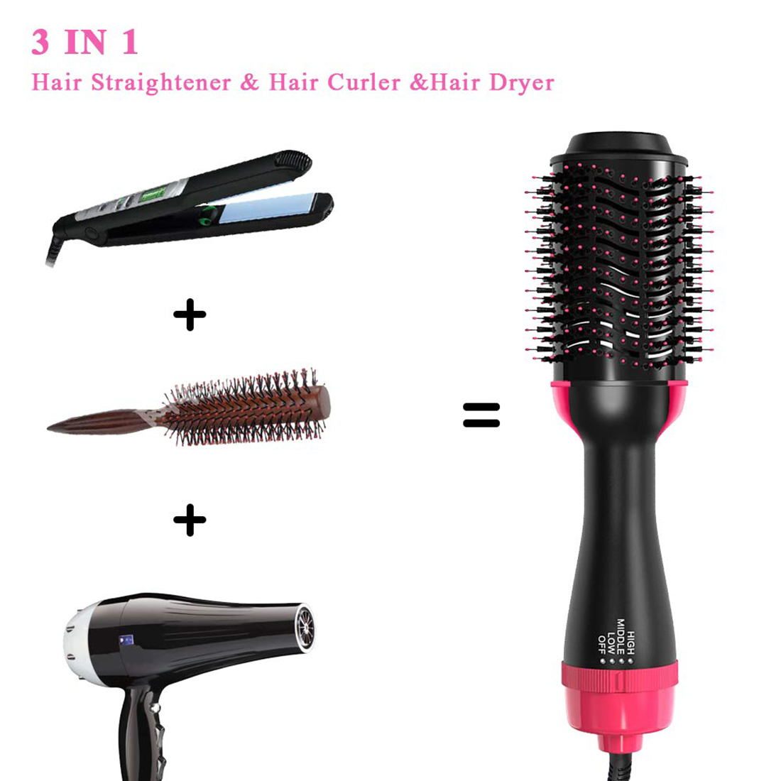 One Step Hair straightening Comb Curler Dryer Private Label Pick Electric Comb Fast Straightener Hot Air Brush Hair Dryer