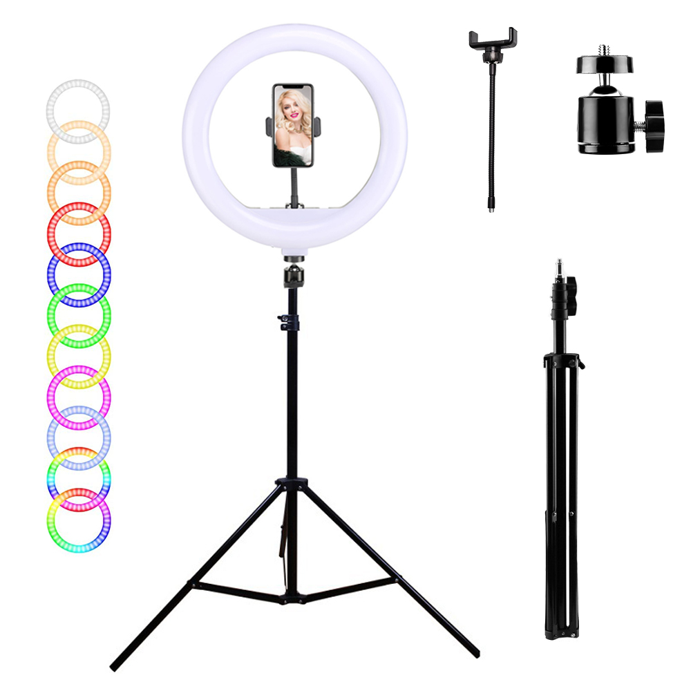 UEGOGO 6 ''8'' 10 ''12'' фотографическое освещение круглая цветная вспышка rgb-кольцо для телефона с подставкой для штатива для смартфонов
