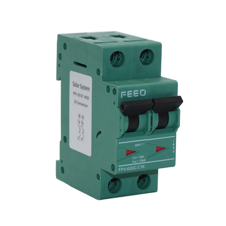 2P DC 550V Circuit breaker MCB C curve 2 Poles DC MCB for PV system