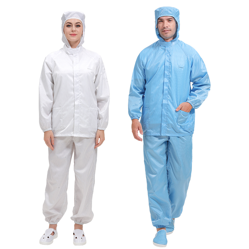 Hot Selling Antistatic Cleanroom Suit with Dust-Proof Hood for Laboratories & Clean Environments - Protective