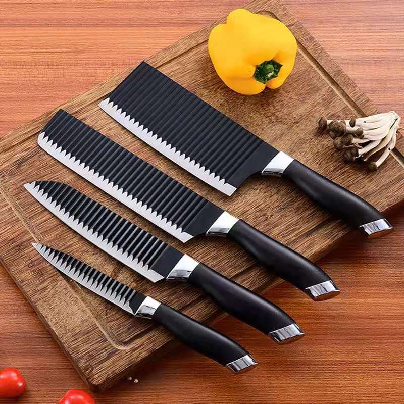 Stainless Steel Wave Knife Specialized Cutting Cutter Corrugated non-stick knife set