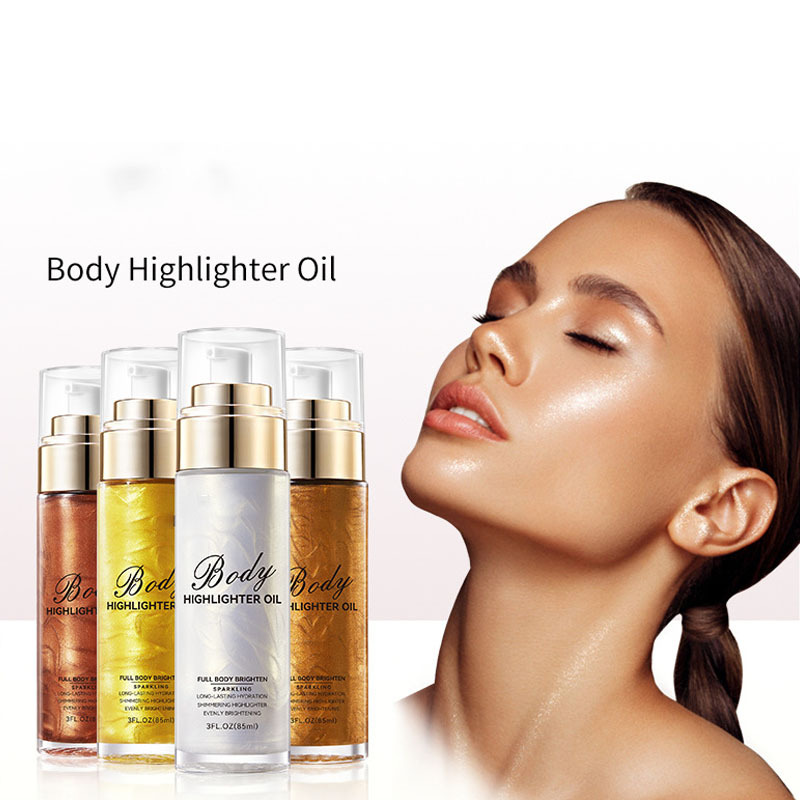 Body Shimmer Oil Glitter Brighten Waterproof Liquid Highlighter Face and Body Makeup Glitter Oil