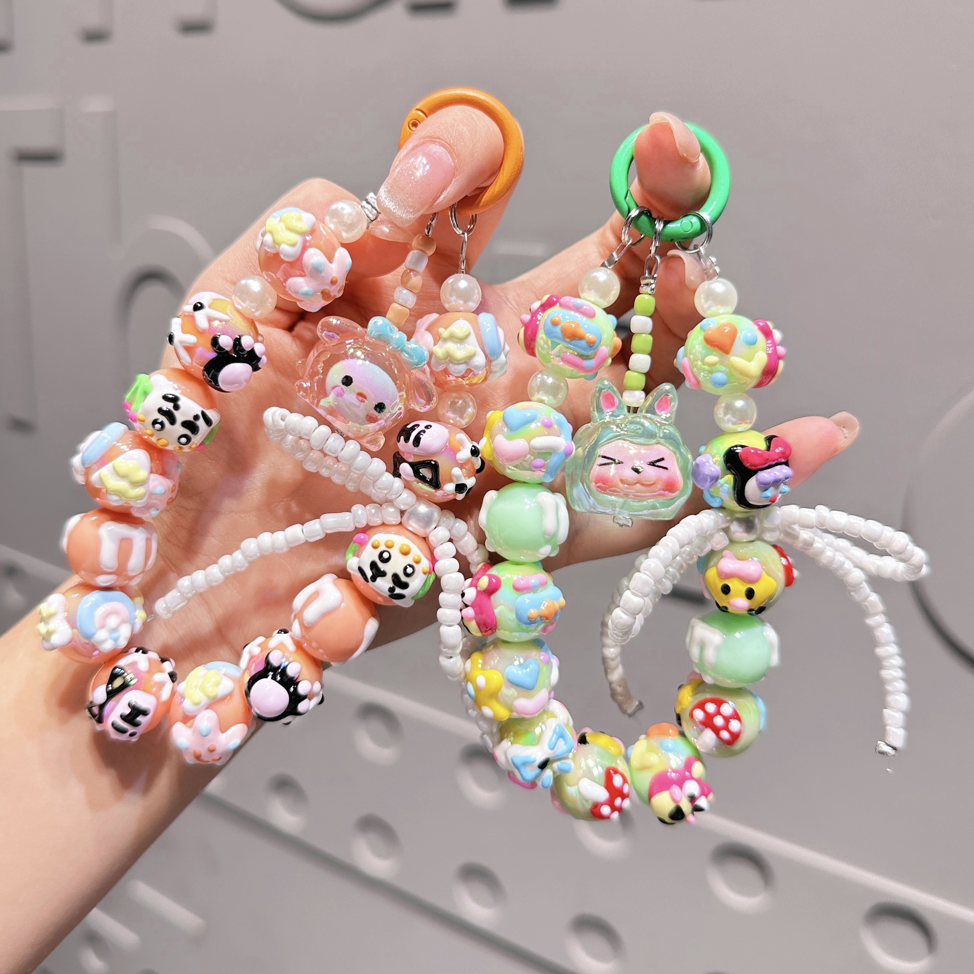 Decorative Bag Hanging Strap Wrist Lost Proof Beaded Necklace Pendant Key Chain Hand Painted Beaded Mobile Phone Chain