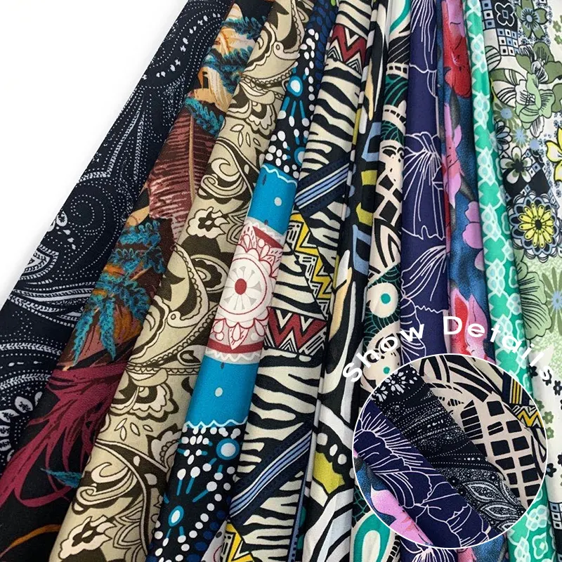 FDY PRINT Wholesale textiles for women garment comfortable cheap production 95%polyester 5%spandex