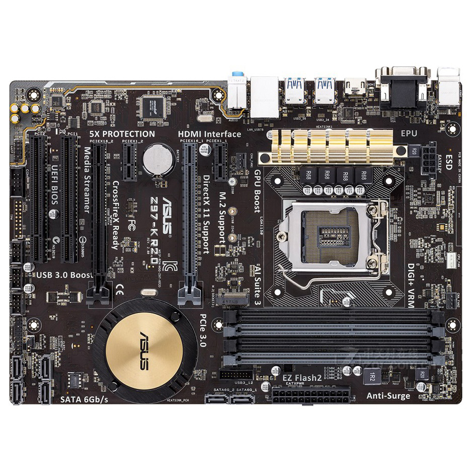 Б/у Asus Z97-K R2.0 для рабочего стола материнской платы LGA 1150 DDR3 USB2.0 USB3.0 32 ГБ для I3 I5 I7 процессор Z97