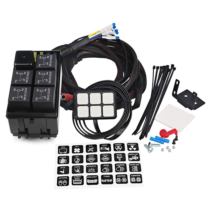 Dc 12V 24V 6Gang Light Bar Switch Panel Control Box On Off Button Panel For Auto Car Kit With Wire