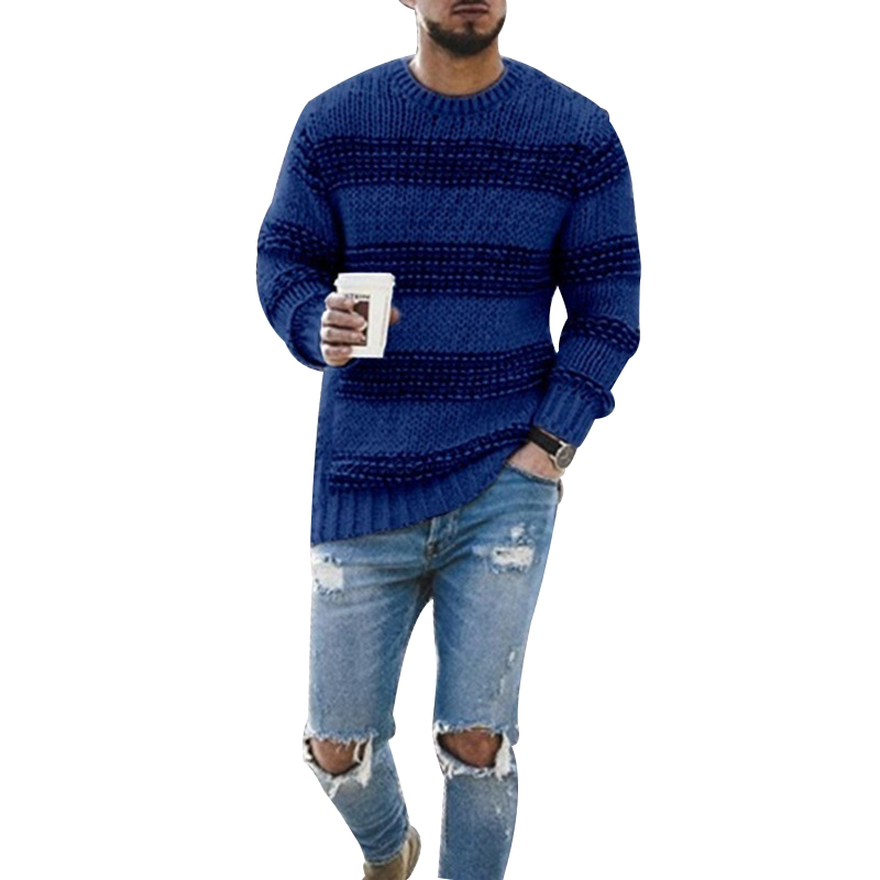 2021 plus size fashion striped pullover sweater men winter clothes for men sweater