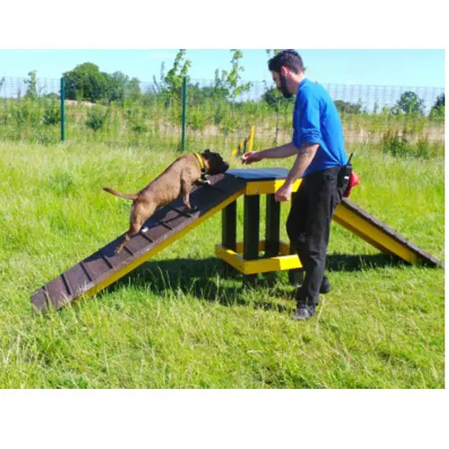 Outdoor wood plastic A style frame dog ramp crawling step ladder outside dog park doggie playground agility training equipment