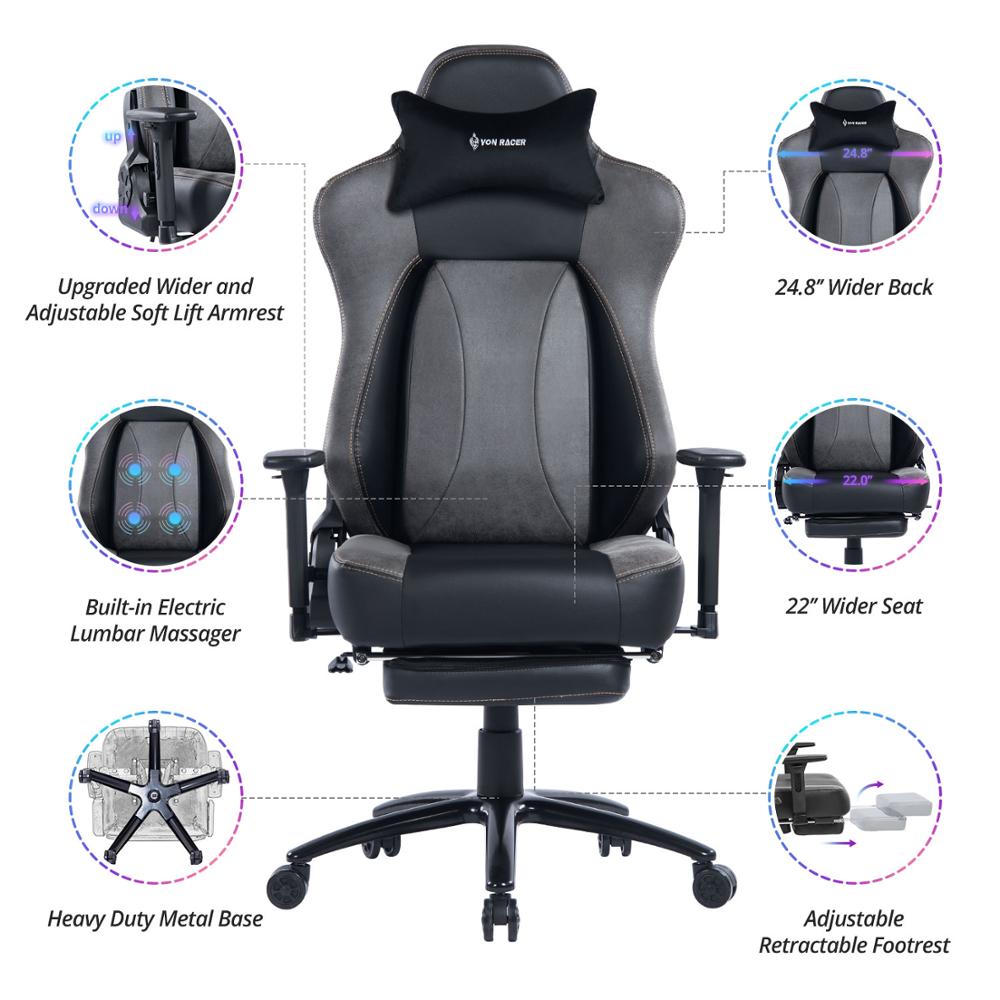 Игровое кресло Von Racer 8292, офисное кресло для гонок, эргономичный дизайн, массажное кресло для спины