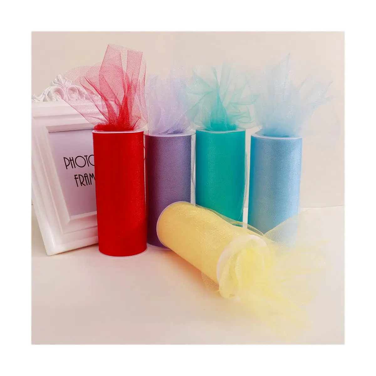 Polyester Colorful Shiny tulle rolls fabric for Girl Skirt Wedding Decoration