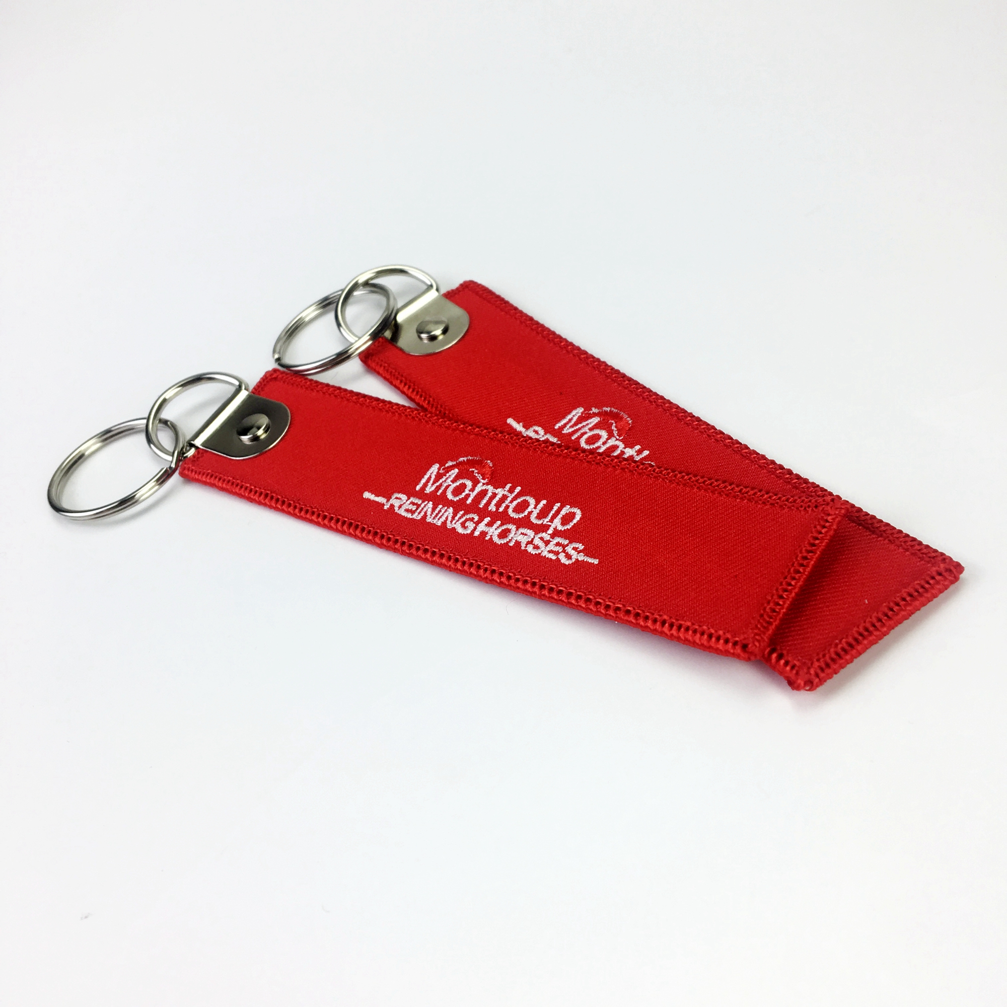 Promotional gift custom embroidered logo embroidery key key chain tag promotional gift blue embroidery key chain