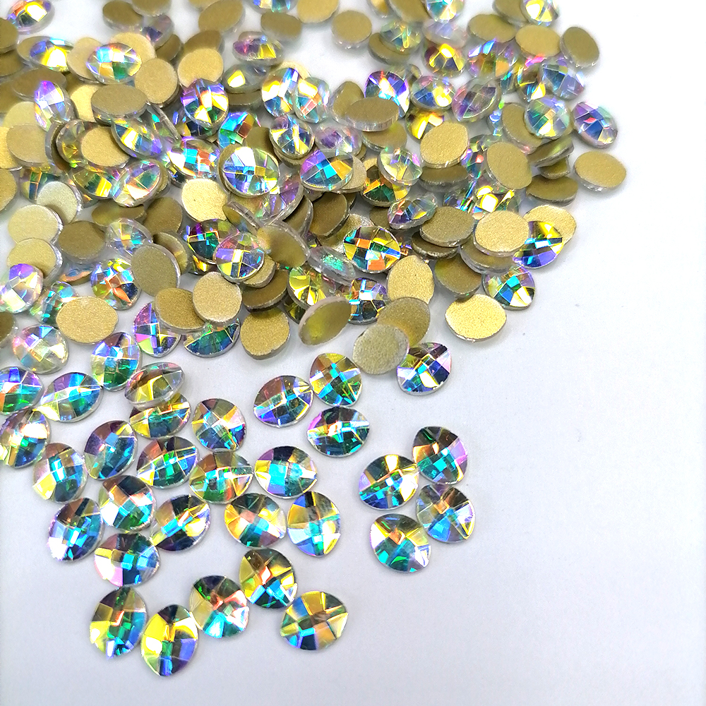 Высокое качество круглой формы bling glass flatback ab Камни для ногтей Стразы