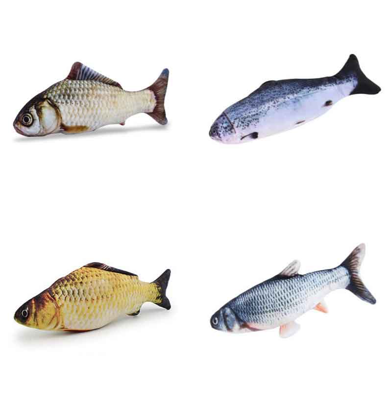 Hot selling stufffed plush toys USB electric fish cat toy realistic plush simulation flip moving swing cat fish toys