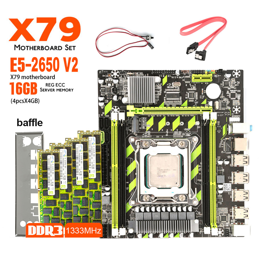 Комплект материнской платы M.2 X79G X79 с LGA2011 Combos Xeon E5 2650 V2 CPU 4 шт. X 4 ГБ = 16 Гб ECC память, новый бренд