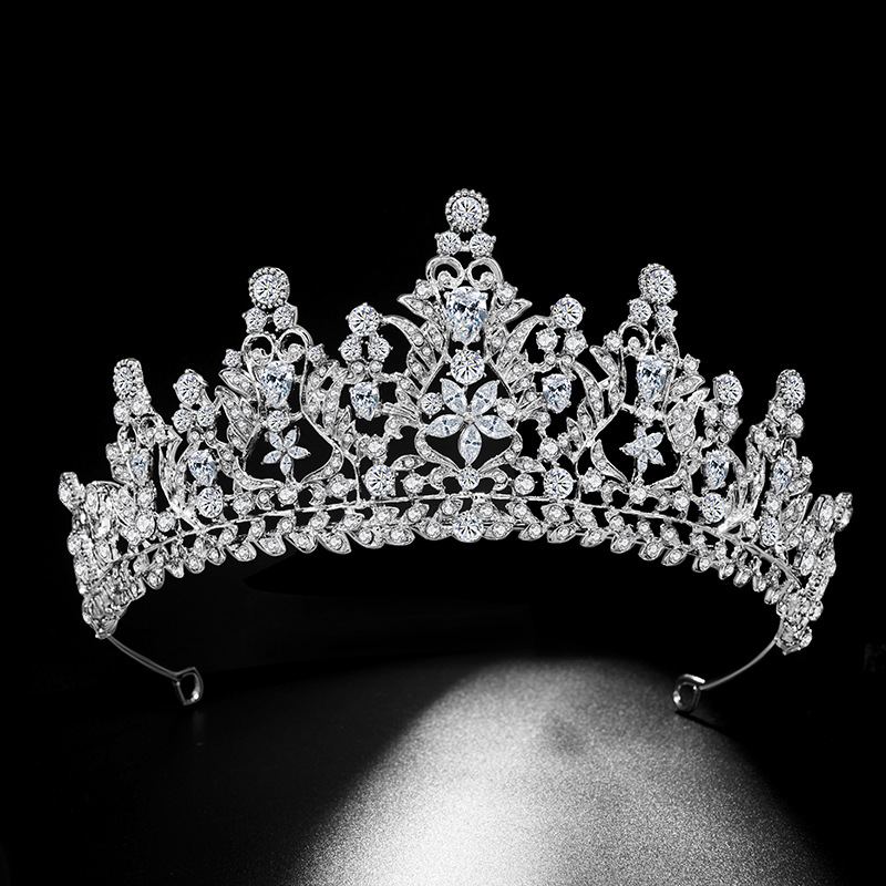 Свадебная тиара SLBRIDAL с кристаллами из сплава, стразами и фианитами, свадебная тиара, королева, принцесса, Корона из фианита, украшения для подружек невесты