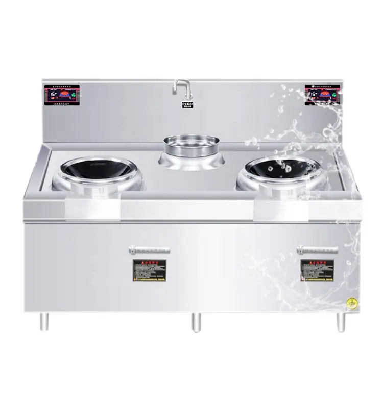 Yawei 15kw High Power Electromagnetic Cooker Commercial Double Head Single Tail Frying Oven