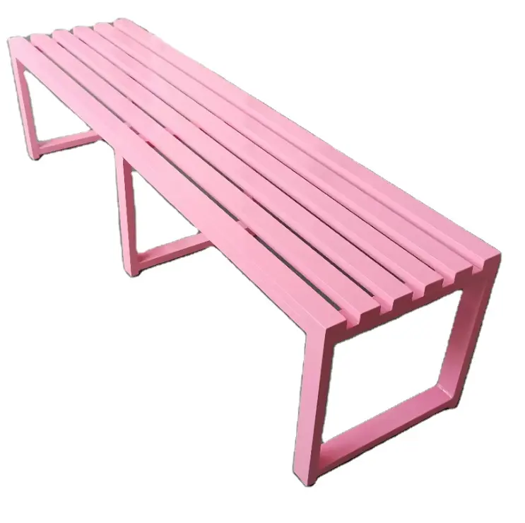 Aluminum color bench outdoor use metal decorative romantic pink bench
