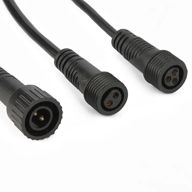 2pin Black Nylon   M16 Water Proof dc Cable Connector 3*1 5 Ip68  for  lighting  Equipment