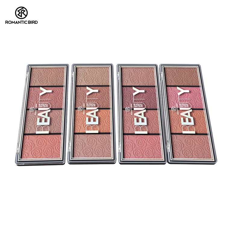 Romantic Bird OEM ODM Hot Blush 4 Kinds Of Color Makeup Palette Cream Private Label Rose Petal Blush