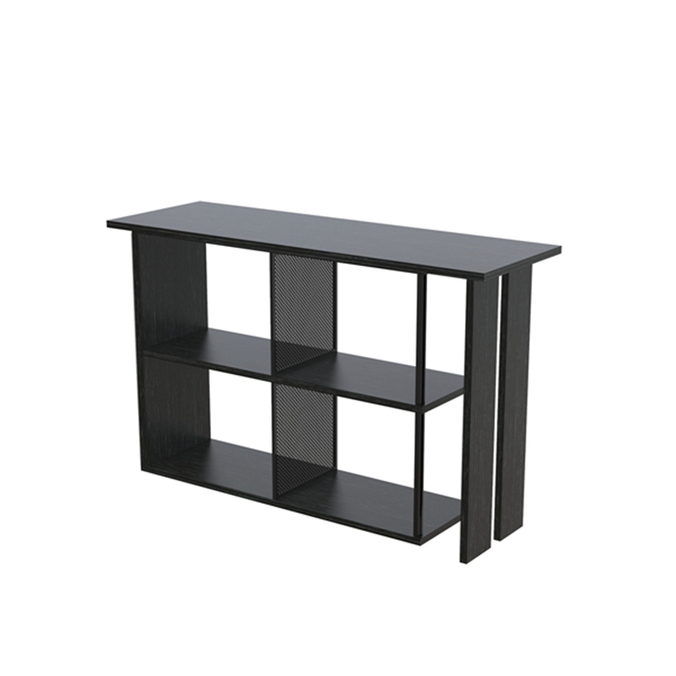 Modern L Shaped Space Saving Console Table multi function Rotating Computer Desk with Bookshelves