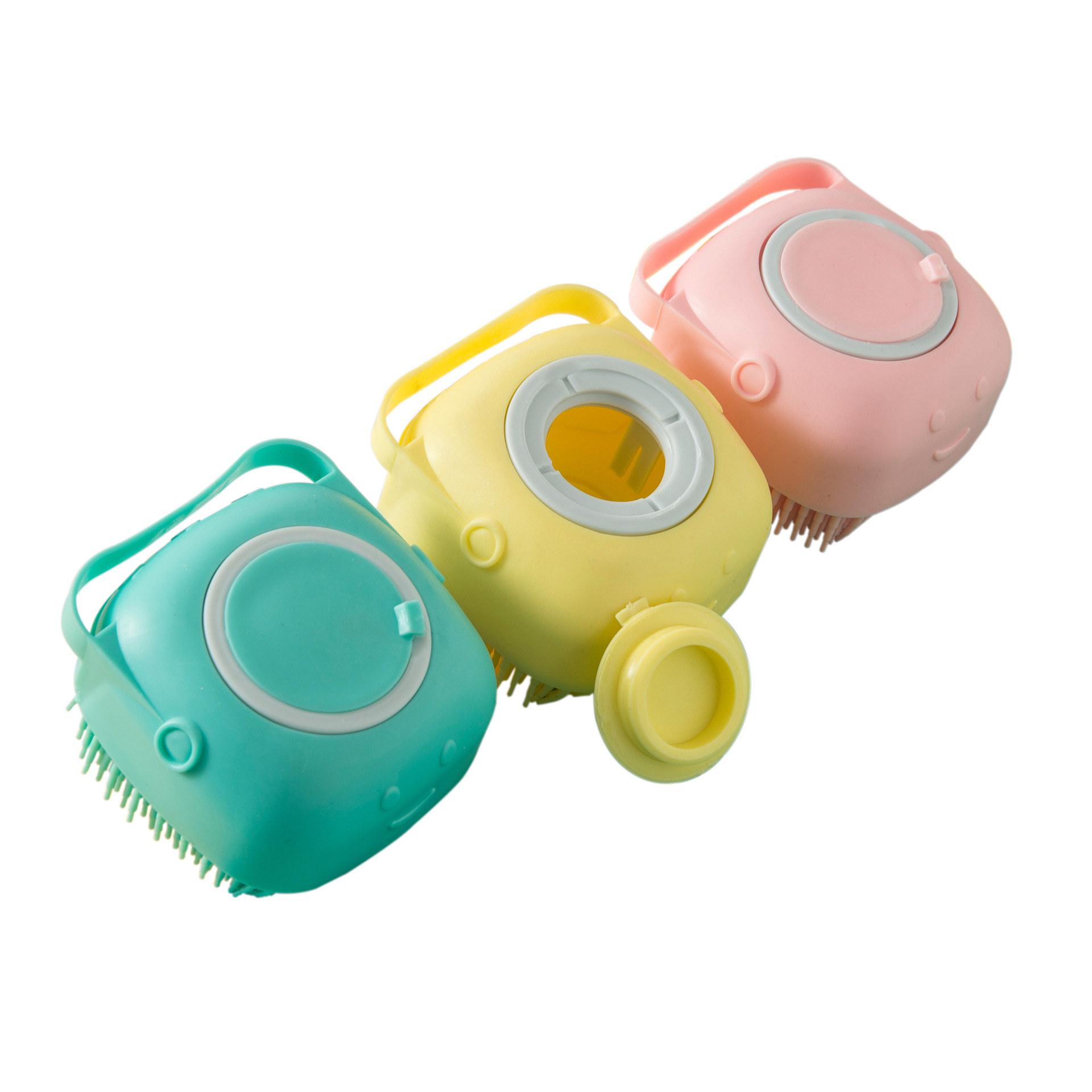 Portable 2 In 1 Silicone Pet Dog Cat Bathing Tool Cleaning Washing Rubber Massage Bath Brush
