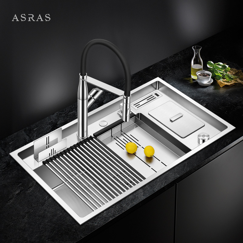 Asras SUS304 ручная кухонная раковина многоцелевой раковина рабочая станция тонкий матовый с сушилкой для посуды и кухонного крана производитель 8649L
