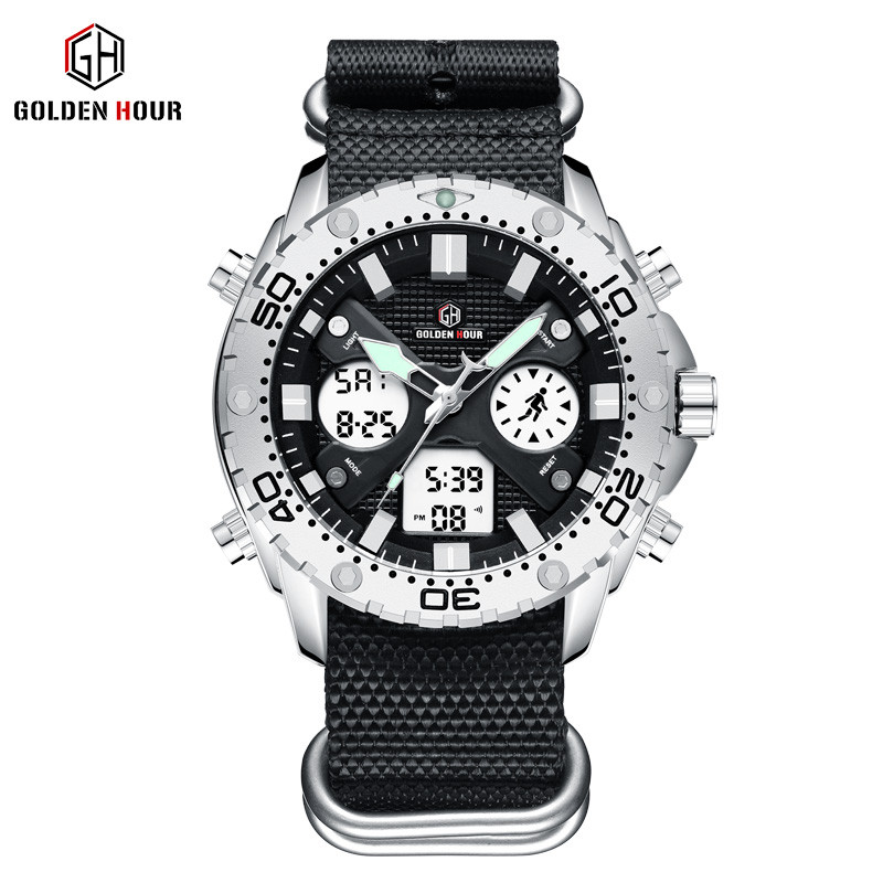 Golden Hour GH122 Watch Men 2019 Top Brand Luxury LED Big Dial Men Wrist Watches Waterproof Nylon Male Watch For Men