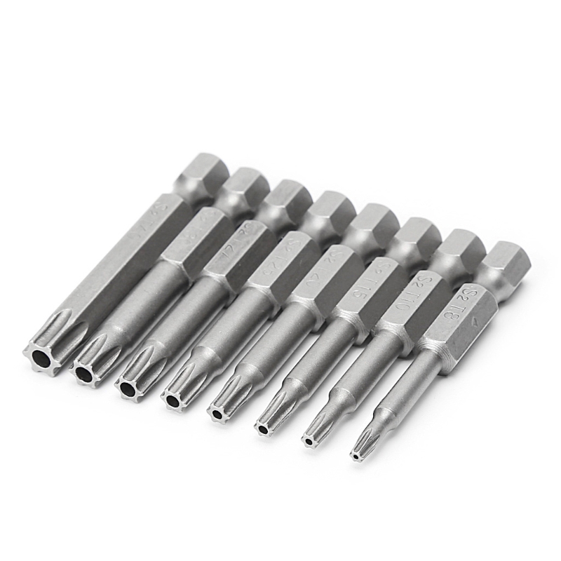 S2 Steel 1/4 Inch Hex 50mm length T8 T9 T10 T15 T20 T25 T27 T30 T40 Magnetic Torx Electric Screwdriver Bits