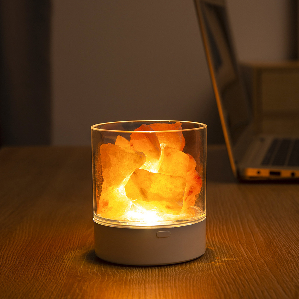 New Hot Sale Salt Stone Lamp USB Rechargeable Dimmable Table Lamp Night Light Indoor Colorful Salt Lamps