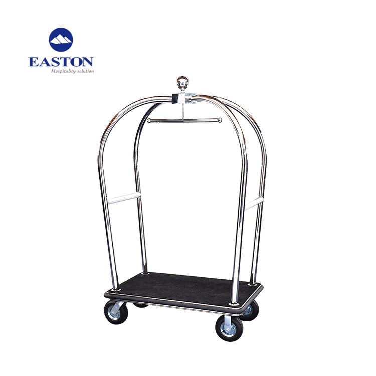 Custom Stainless Steel birdcage supplies 5 star trolleys bellman cart gold service hotel luggage trolley for room