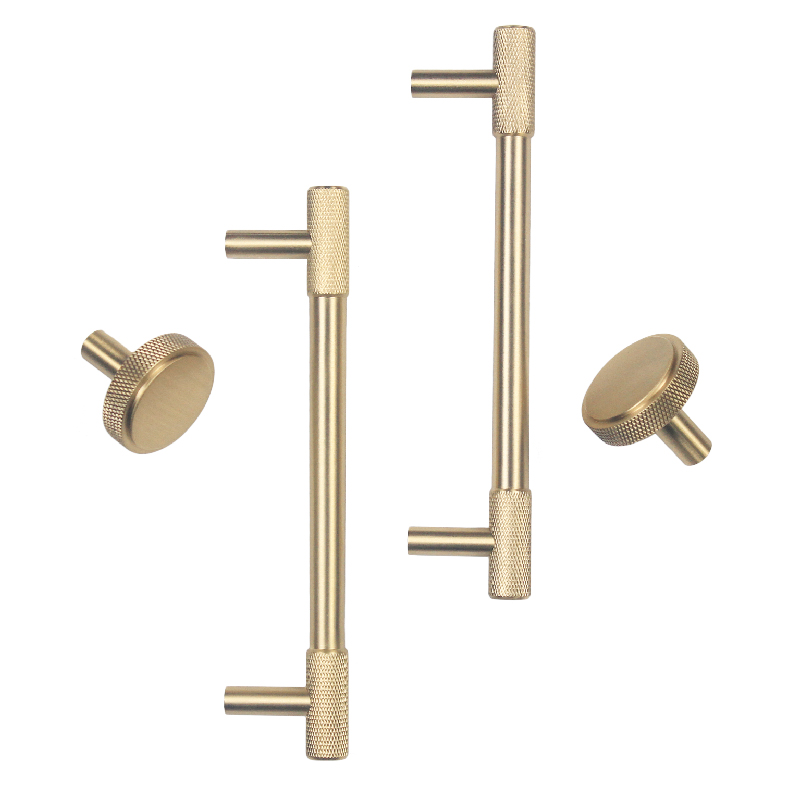 Золото Knurled/текстурированные простой кухонный шкаф ручки и ручки для открывания ручки спальни латунь Кабинета аппаратные средства C-2286