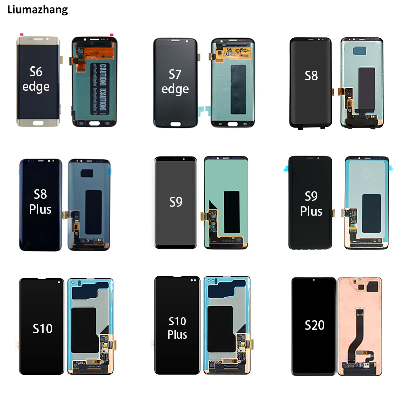 Оригинальные ЖК-дисплеи для мобильных телефонов Samsung Galaxy S6, S7 Edge, S8, S9, S10, S20 Plus, сенсорный экран в сборе с маркировкой сгорания