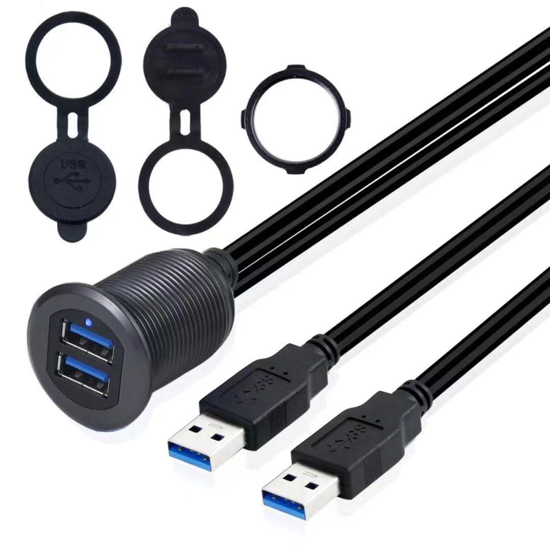 Двойной порт USB 3,0 анти вода продуктовый фургон линии автомобиля корабля мотоциклетная приборная панель Удлинительный кабель передачи данных
