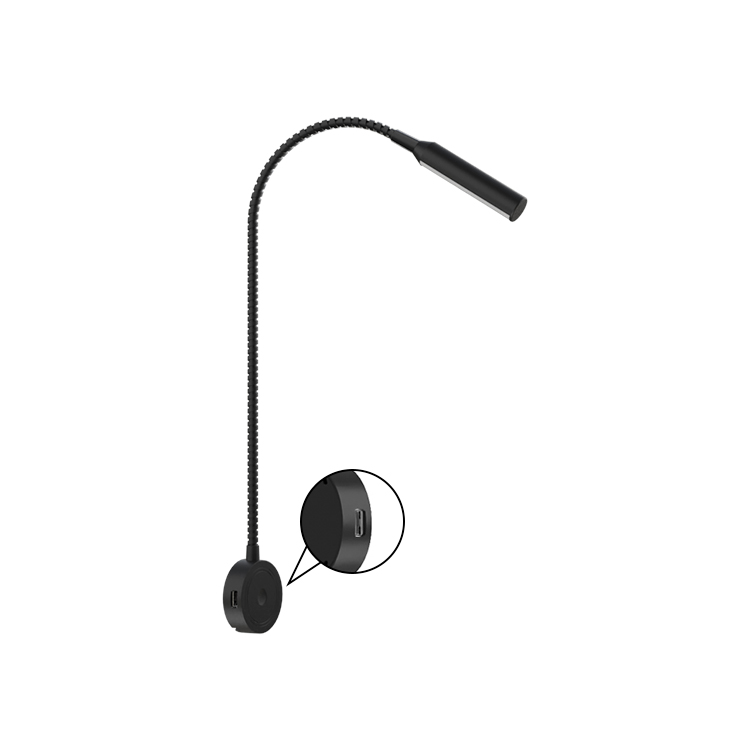 LED Bed Lamp Reading Light 12V 24V Book desk Lamp Gooseneck with Inner Touch Dimmer Sensor Switch 2USB