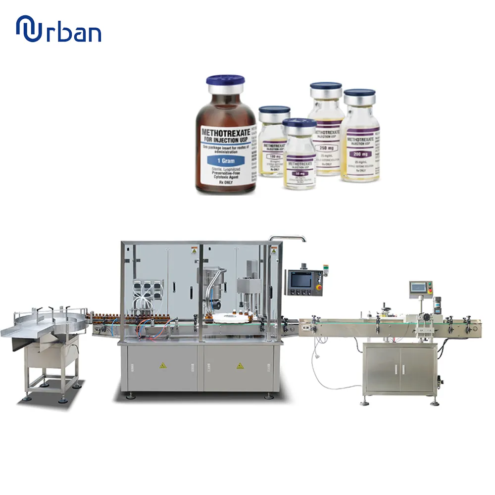 Automatic 10 ml Small Pharmacy Bottle Liquid Glass Vial Filling Capping Labeling Machine