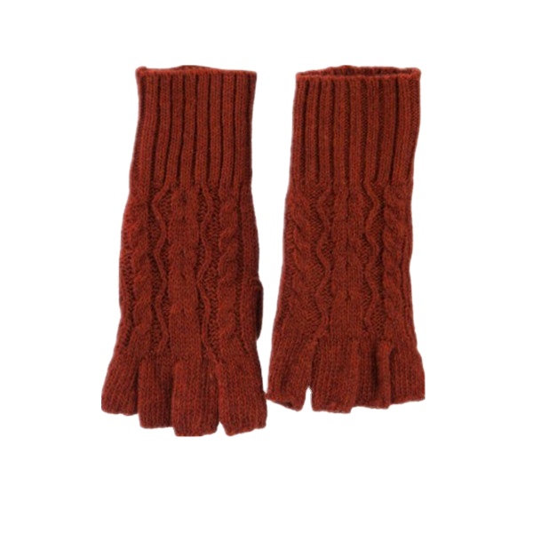 flexible simple color winter warm knitted half and finger mittens