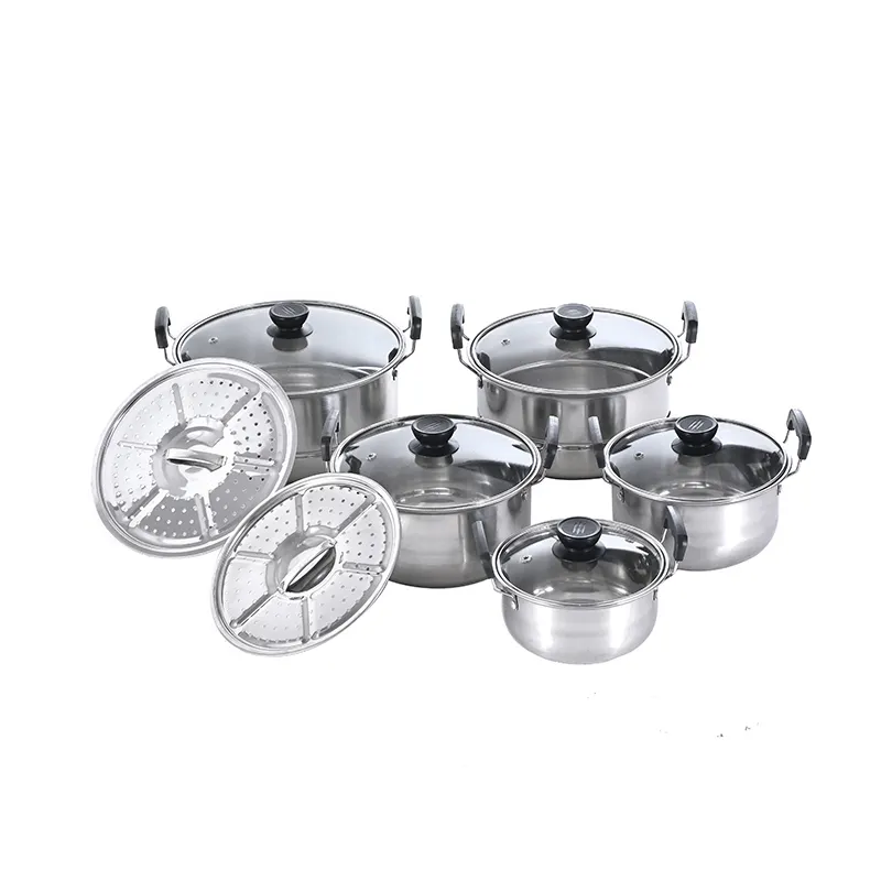 Hot Sale American small high pot with steel lid and plastic handle kitchen pot set