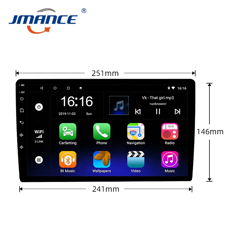 Автомобильная Мультимедийная система JMANCE, 10 дюймов, 1001A7, Android 9, Wi-Fi, BT